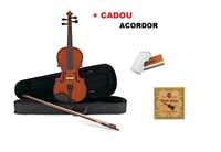SET vioara 3/4 maro clasic lucios cu accesorii complete CADOU