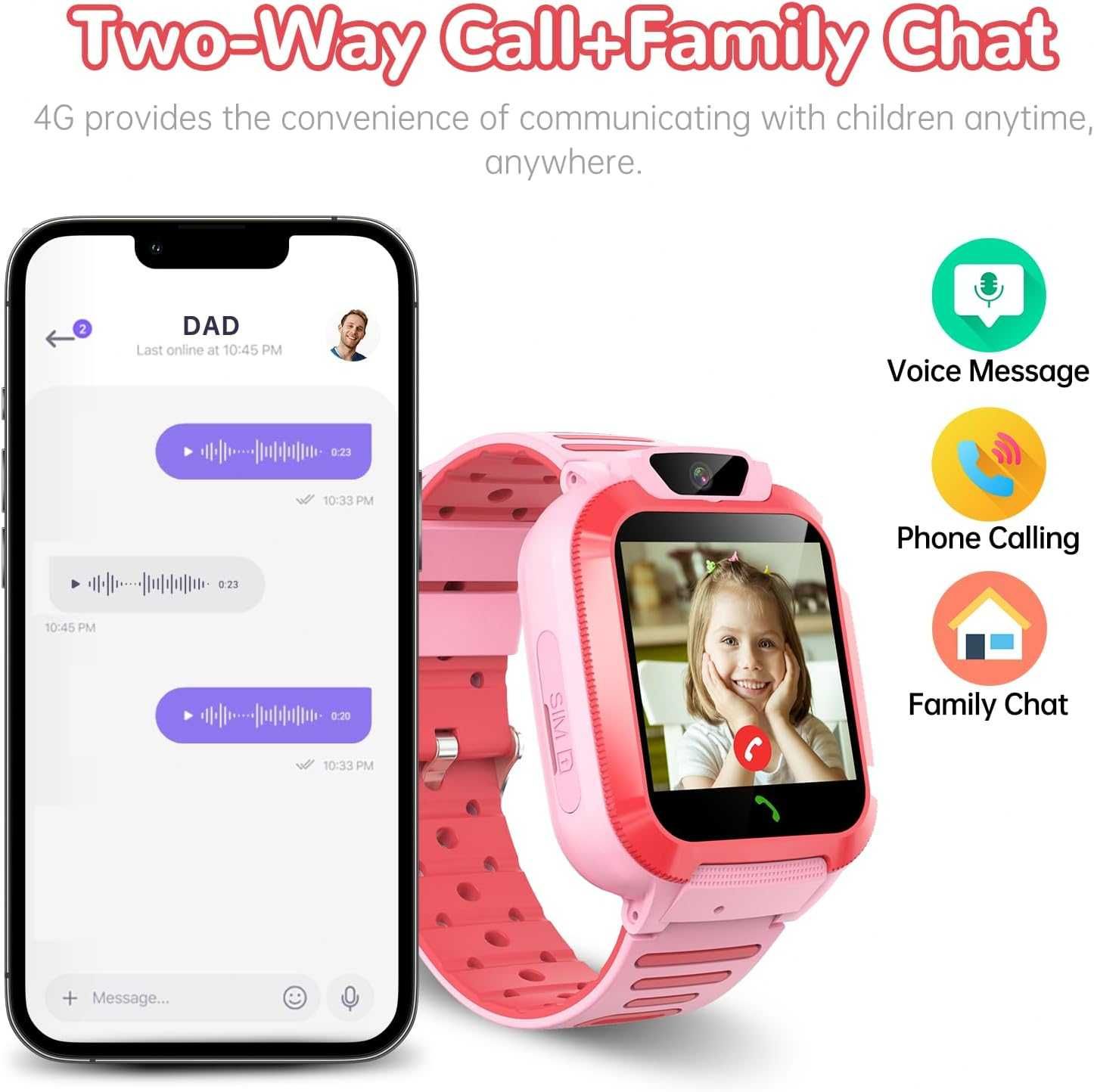 Fenamor DH11 Детски смарт часовник с GPS тракер, с 4G SIM карта