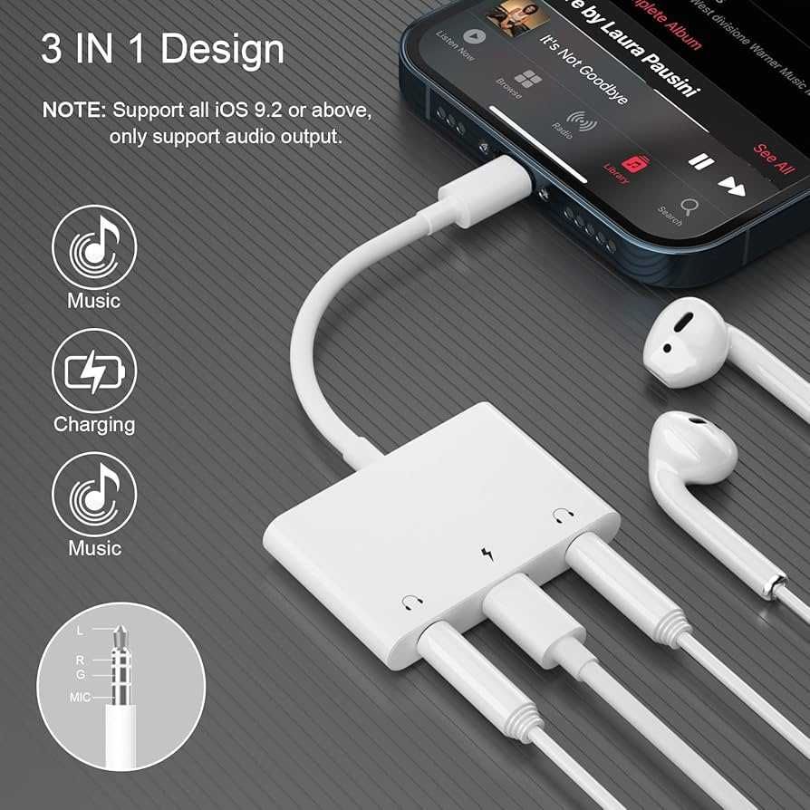 Type c  Lightning  3.5 Jack AUX  зарядка наушники