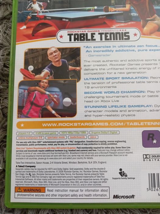 Transport 16 lei/Joc/jocuri Table Tennis/ping-pong Xbox 360/Xbox One