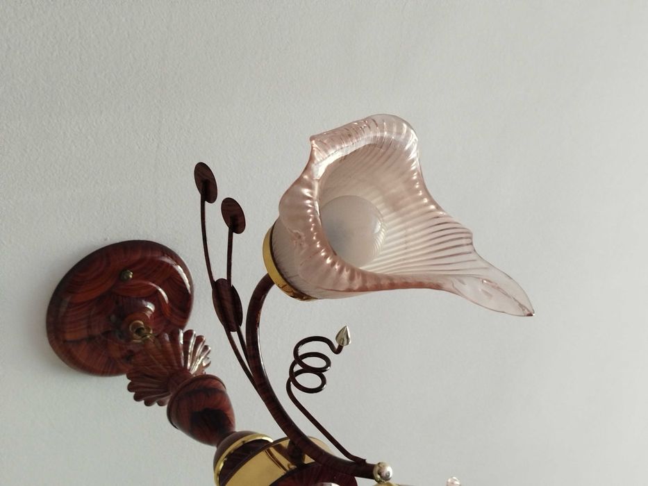 Античен полилей  с 3 бр.стъклени  осветителни тела