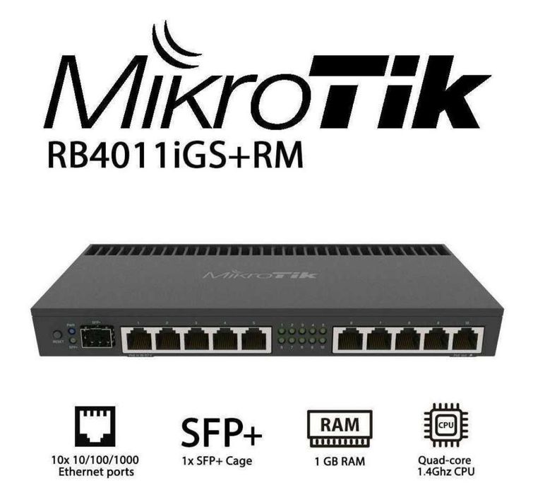 Маршрутизатор MikroTik RB4011iGS+RM