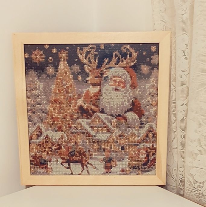 Tablou mozaic cu diamante tematică de Crăciun