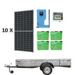 Generator mobil fotovoltaic pe remorca off-grid, inver 5.5kw,LIT 100AH
