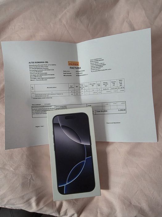 Iphone 16 Pro 5G Black 128Gb NOU Sigilat Factură 2 ANI GARANȚIE