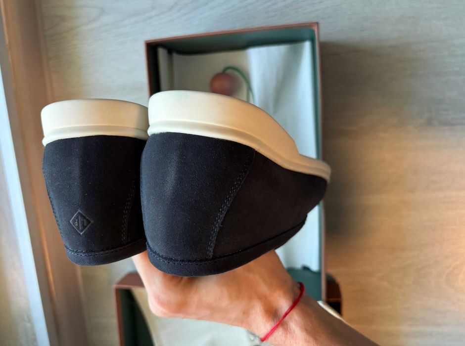 Loro Piana Blue men's suede slip-on shoes Italy