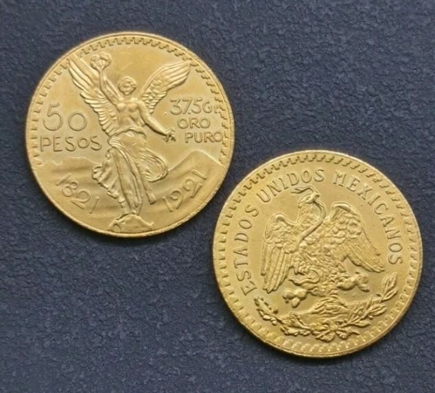 Vând moneda 50 de pesos placată cu aur de 24k
