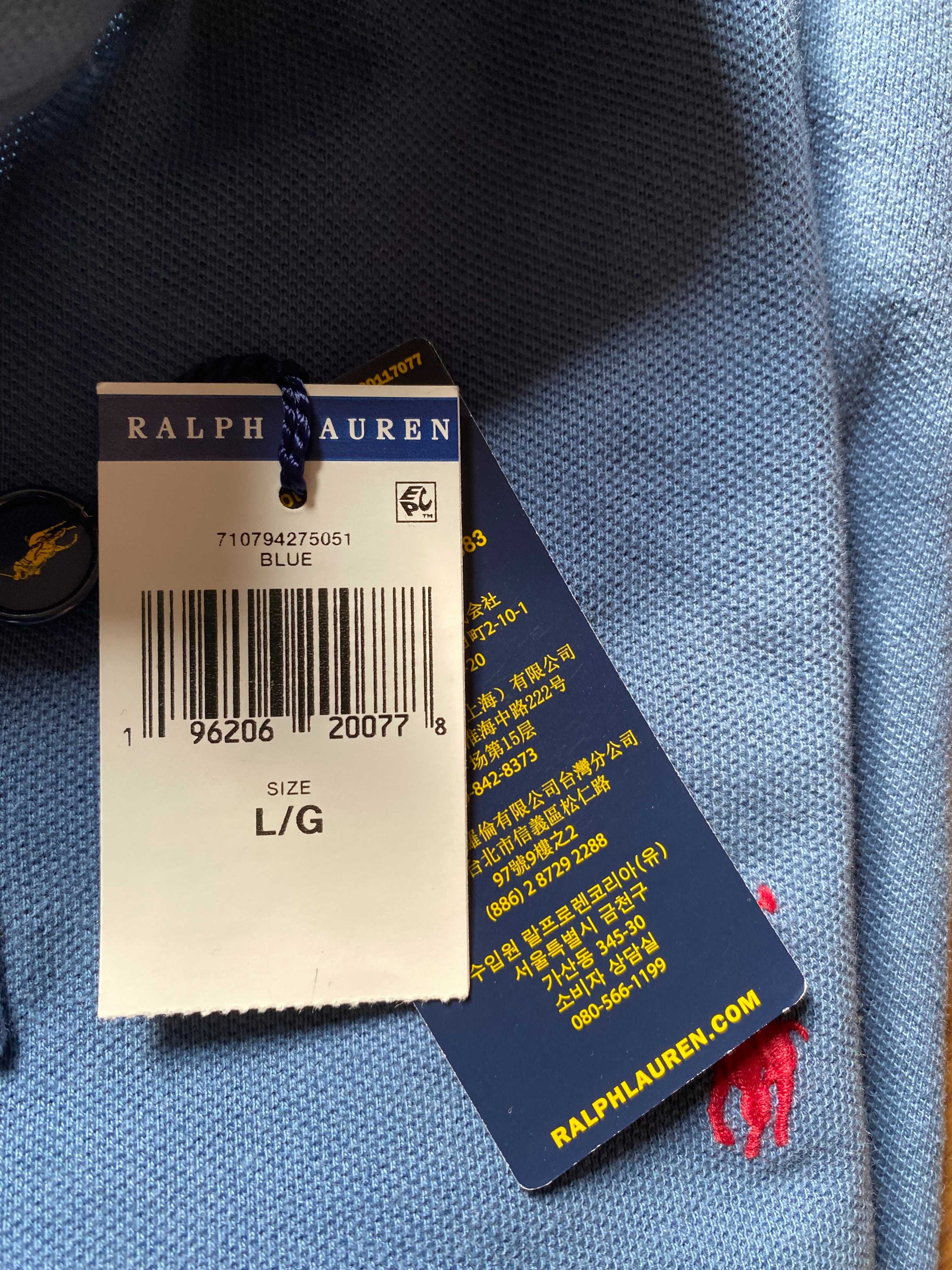 Tricou polo Ralph Lauren albastru masura L original cu eticheta pe el
