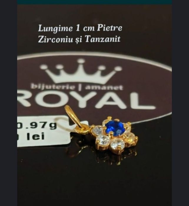 Pandantiv floare din aur 14K ,0,97 gr cu pietre Tanzanit și zirconii