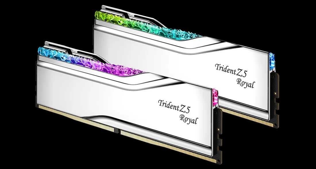 Новая память G.SKILL Trident Z Royal Silver 64GB DDR5 6400mt/s CL32.