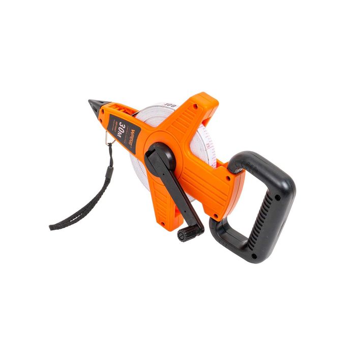 Ruletă atletism profesională, cu vârf – bandă oțel, 30 m x 12 mm