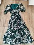 Rochie verde cu imprimeu crem