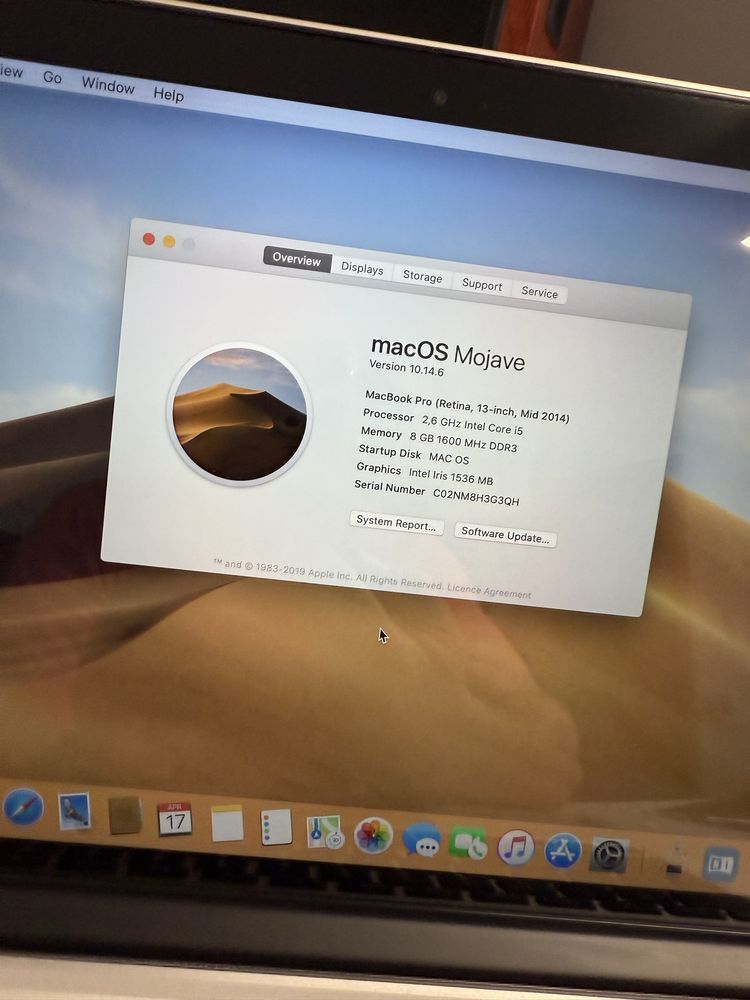Macbook Pro 13 Retina 2014 i5 8gb 256gb