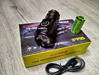 Lanternă  Super Power 360 USB, 3*P35 Mini LED + Turbo + Magnet,1800LM