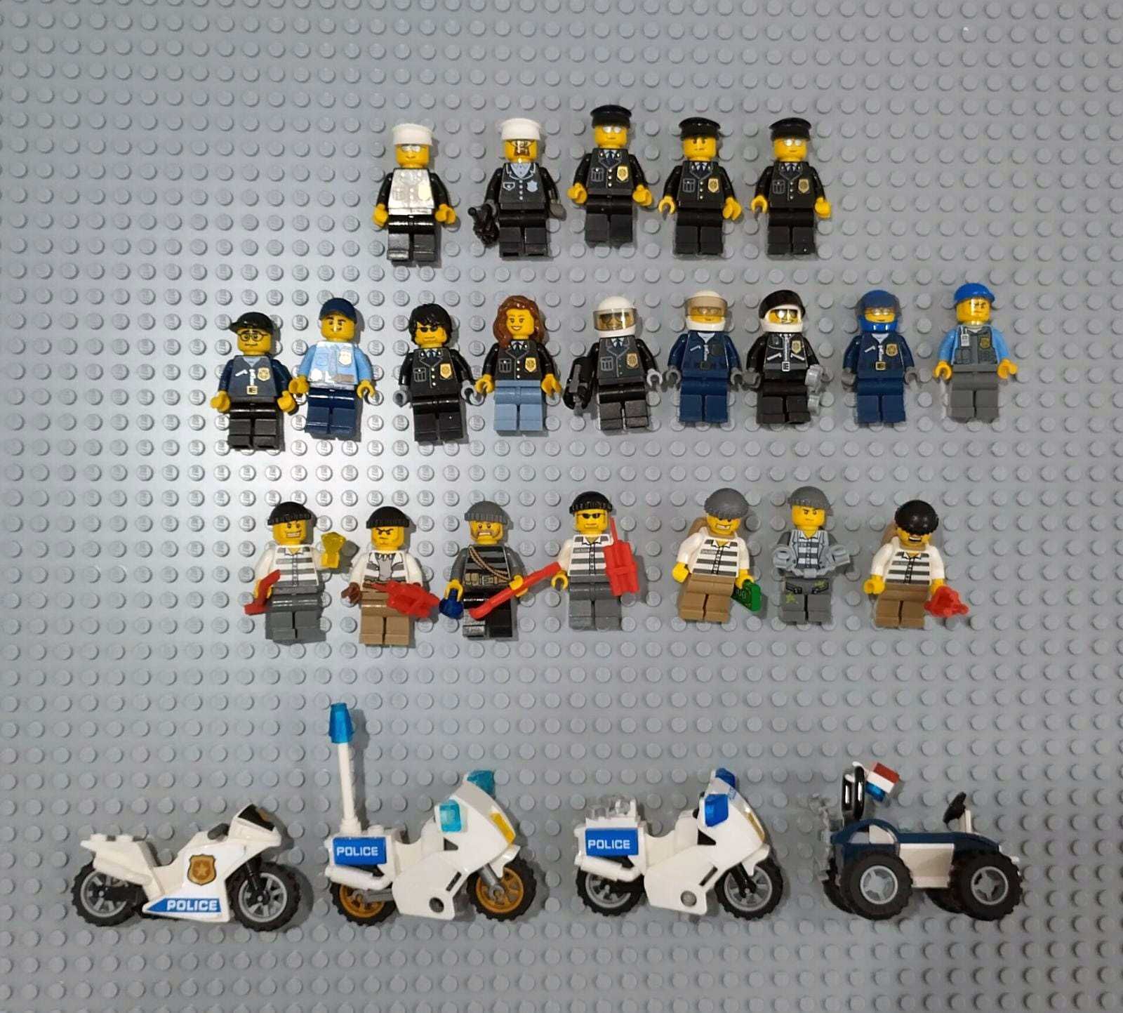 LEGO City 20 minifigurine politisti si infractori, 3 motociclete + ATV