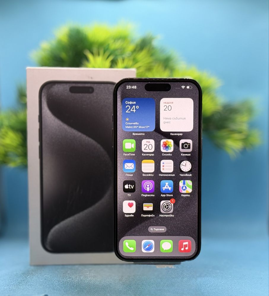 ПЕРФЕКТЕН!!! Apple iPhone 15 Pro, 128GB, 5G, Black Titanium