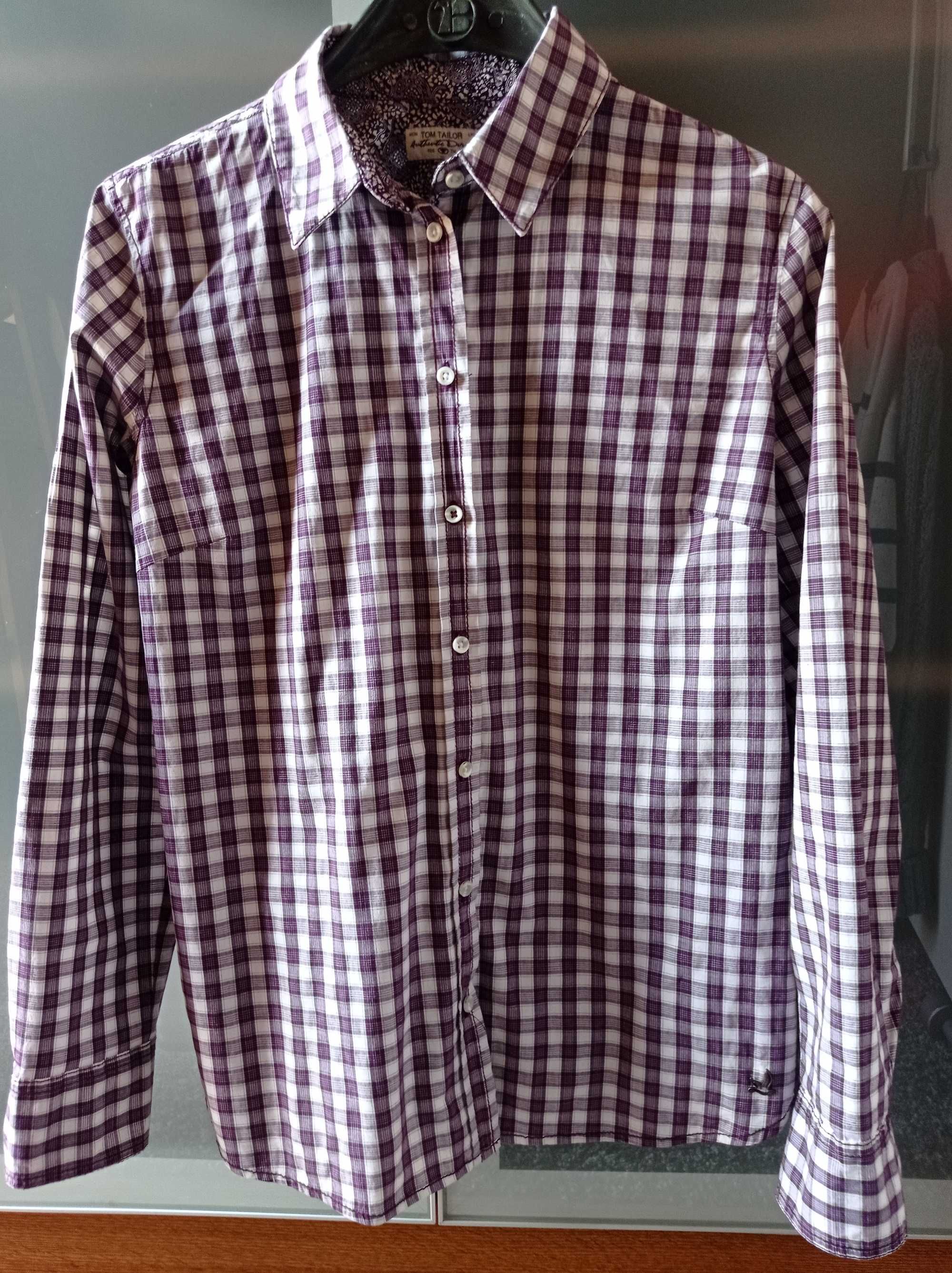Карирана риза Tom Taylor в лилаво и бяло, размер 38, без забележки