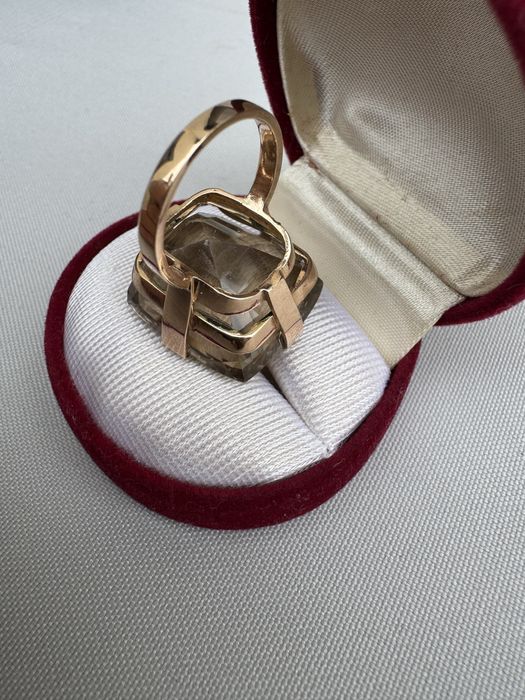 Inel aur 14 k si cuart fumuriu