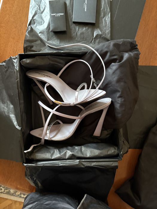 Yves Saint Lauren stripped satin sandals оригинални