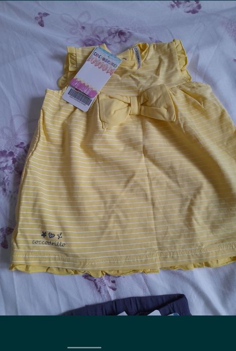set haine fata cocodrillo rochie rochita și pantaloni colanti 68 bebe