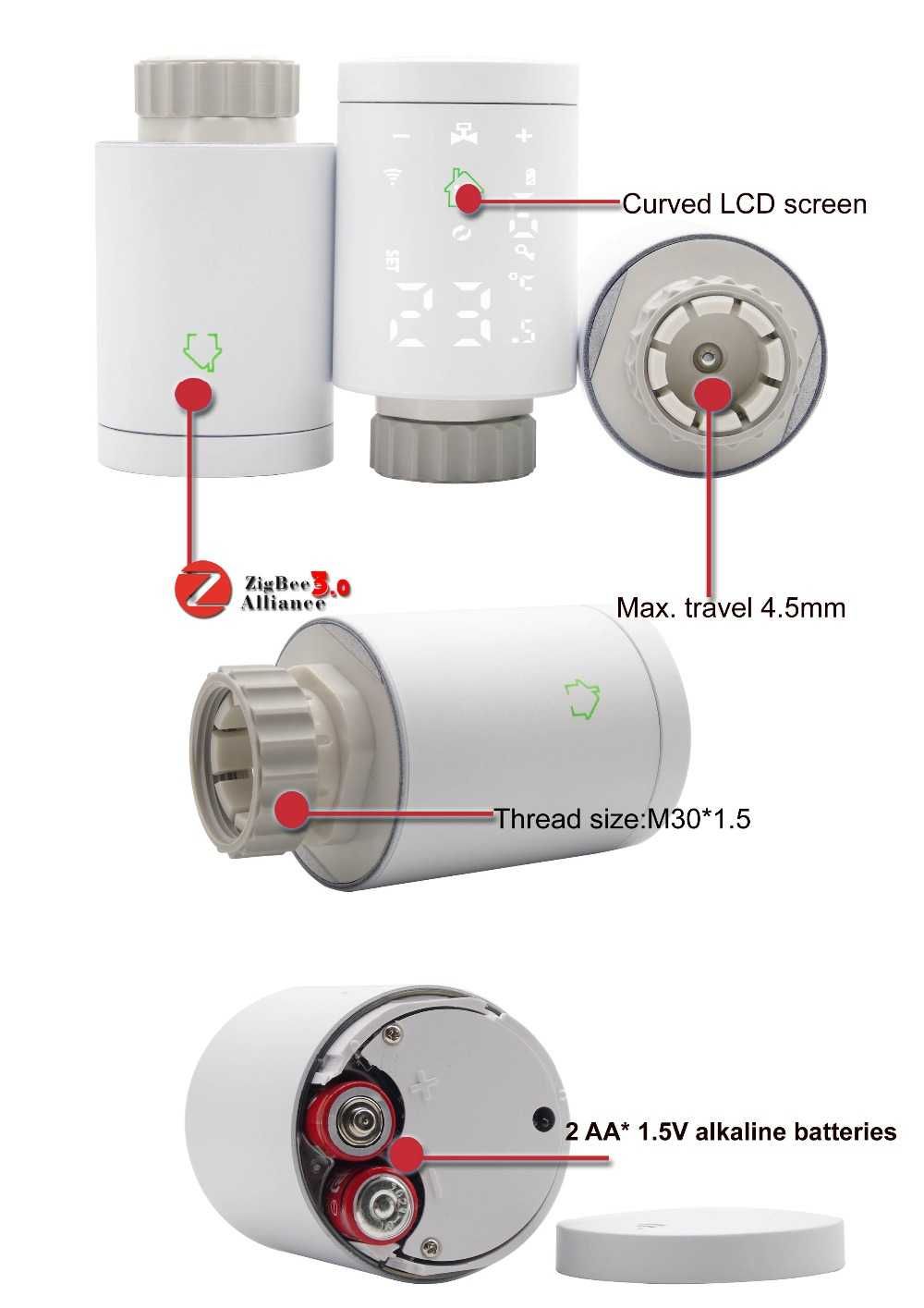 Sistem TUYA: capete termostatice smart HY368 + gateway ZigBee 3.0