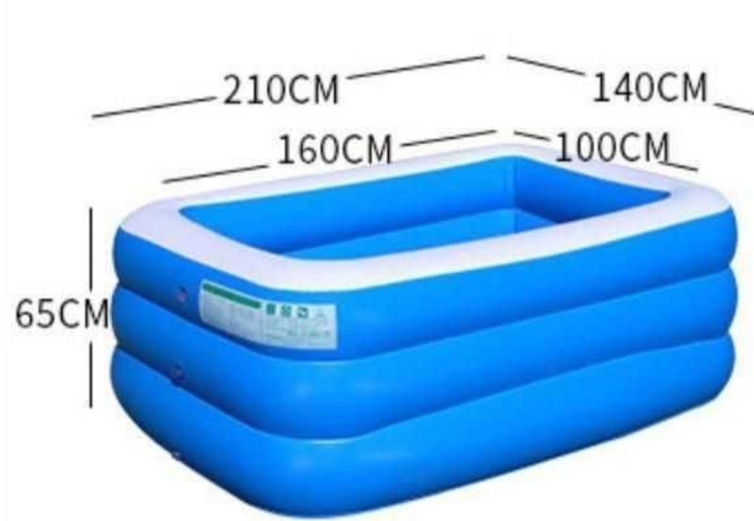 Piscina dreptunghiulara gonflabila familie 210 cm ×140 cm cu 3 inele