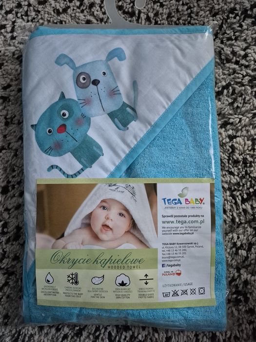 Нова детска хавлия с качулка Tega baby, размер 1х1 метър