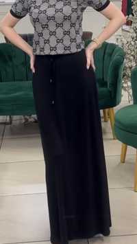Женская юбка черного цвета длинная, летний материал 10000