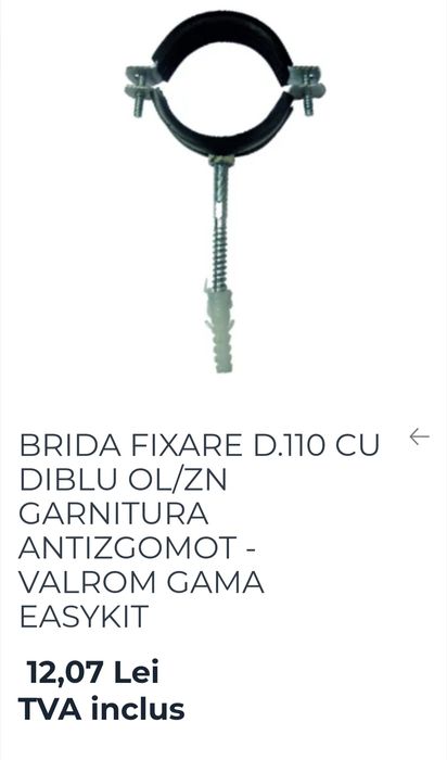 Bridă fixare țeavă canalizare