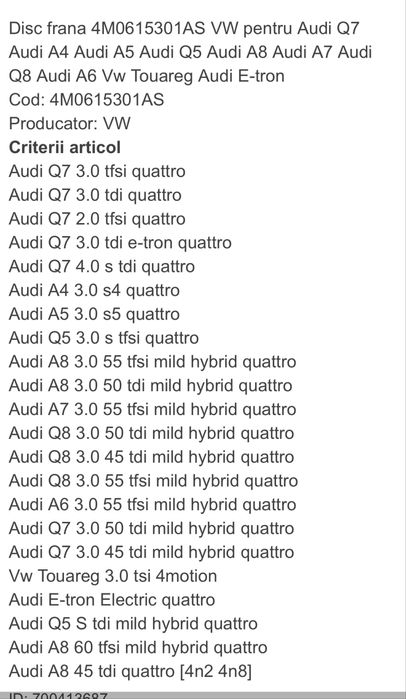 Discuri Frână Față Audi Q7/Q8