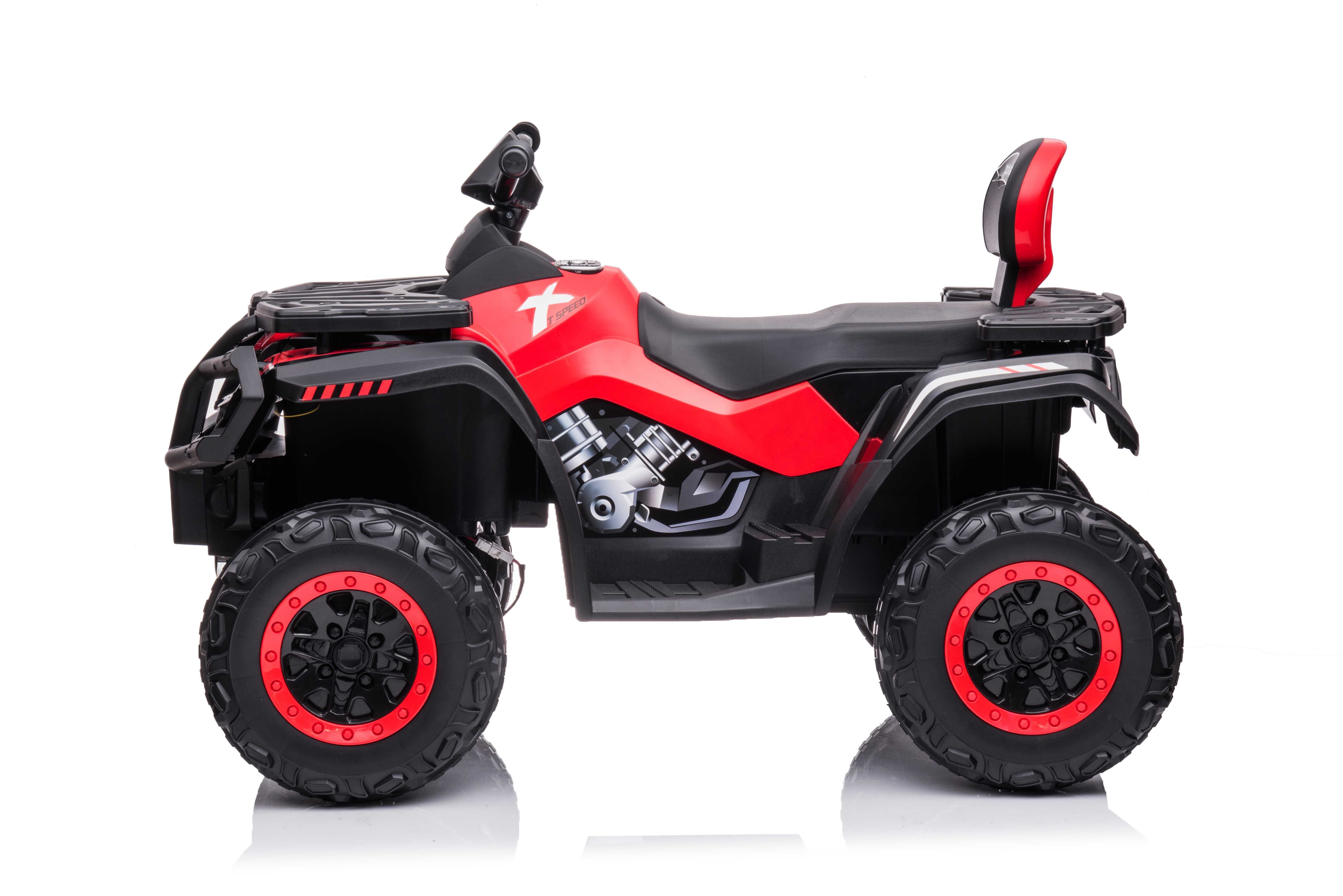 ATV electric Kinderauto S615 4x45W 24V, roti moi, scaun tapitat #RED