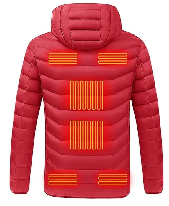 Geaca cu incalzire electrica in 9 zone, 3 trepte temperatura, 3XL-rosu