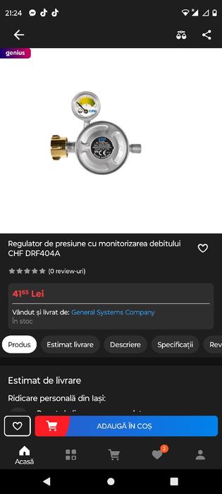 Regulator de presiune gaz CHF, regulator de presiune, indicator de niv