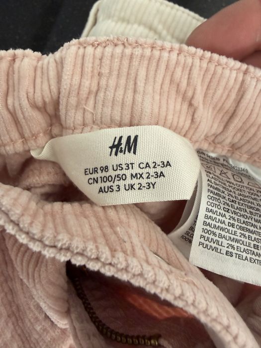 Pantaloni H&M raiati pentru fete 98 cm, 2-3 ani.