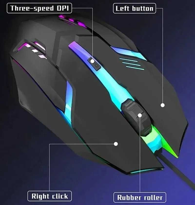 Mouse gaming RGB 1600DPI negru