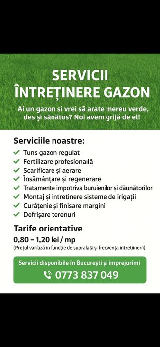 Servicii întreținere gazon