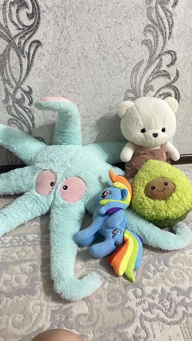 Мягкие плюшевые игрушки пони осьминог белый мишка авокадо