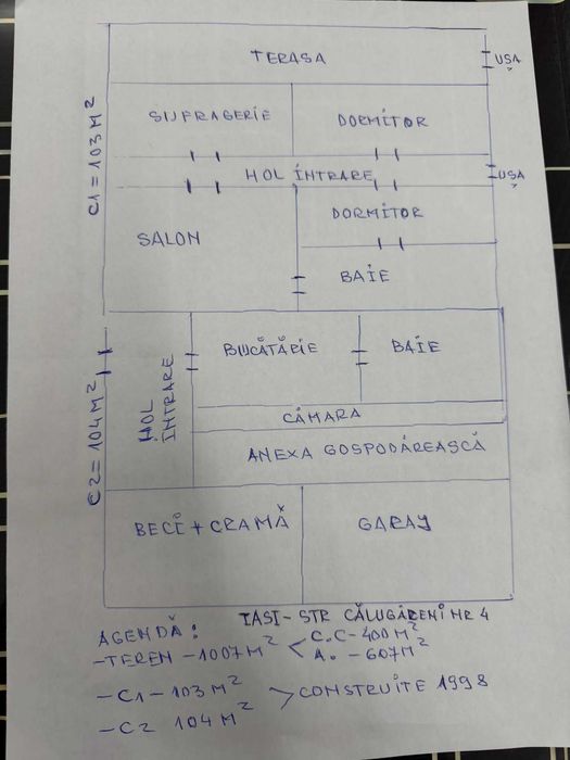 Casa si anexa de vanzare str.Calugareni, cartier Crucea Rosie