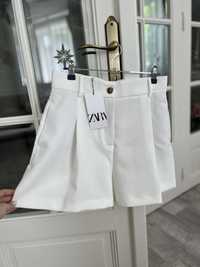 Pantaloni scurți albi Zara talie înaltă