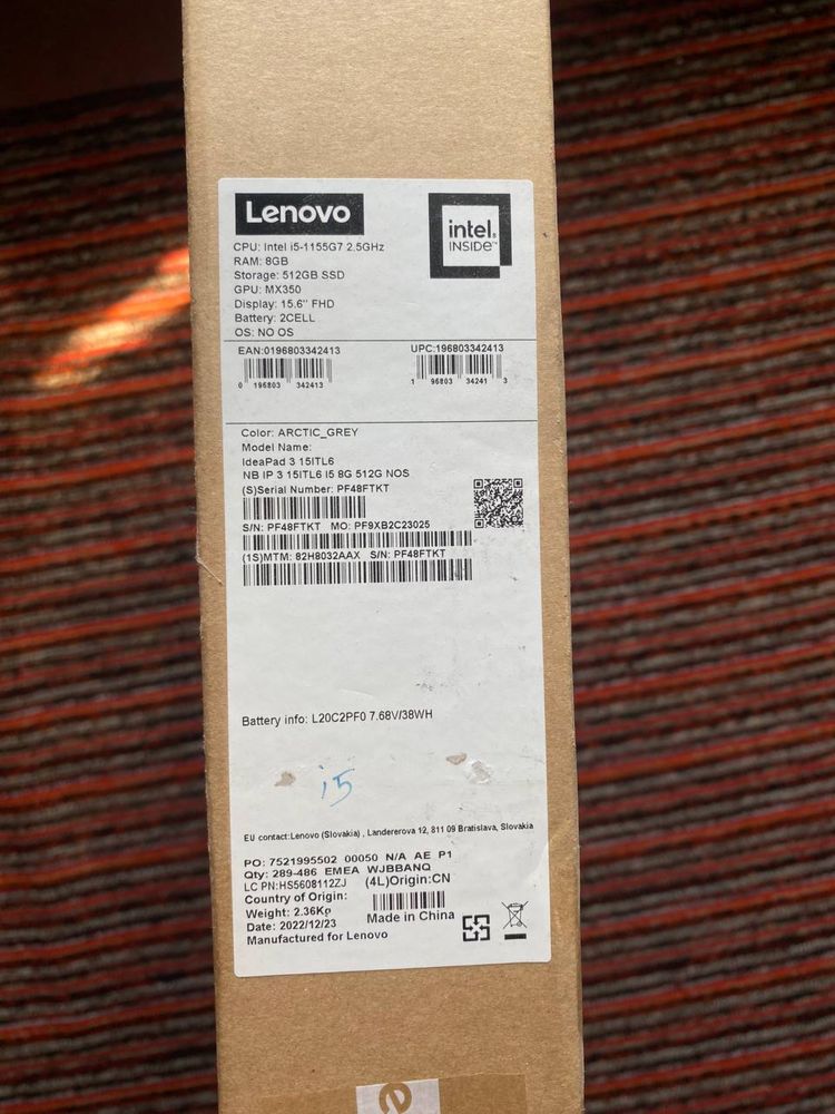Notebook lenova 8/512 i5