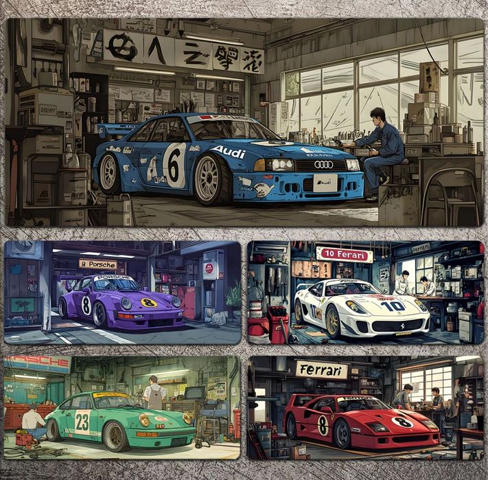 Коврик для мышки с принтом машинок на заказ audi ferrari porche