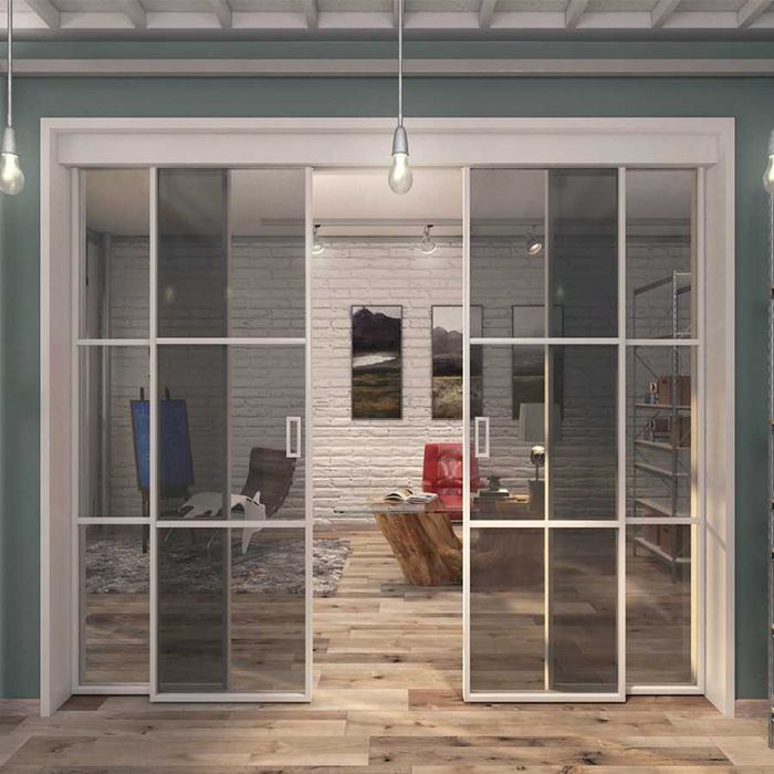 Лофт перегородки и раздвижные двери.