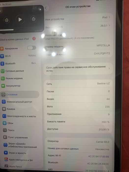 ipad m 2 pro 11.7 256 gb sim kartali