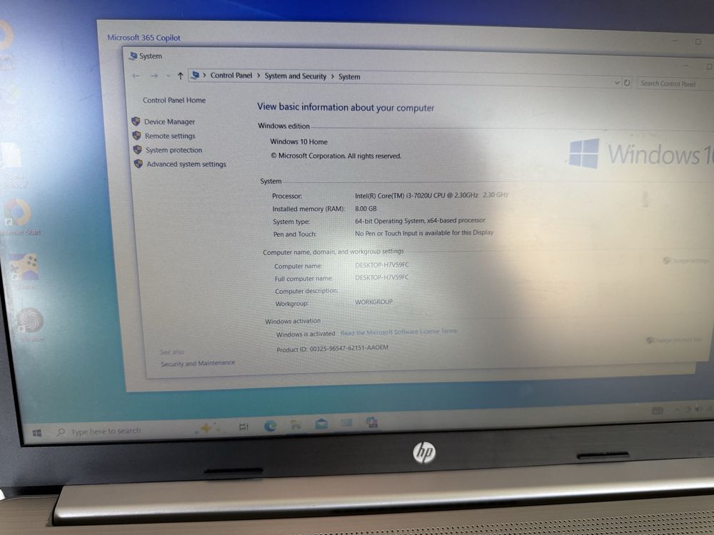 Laptop HP 250 G7