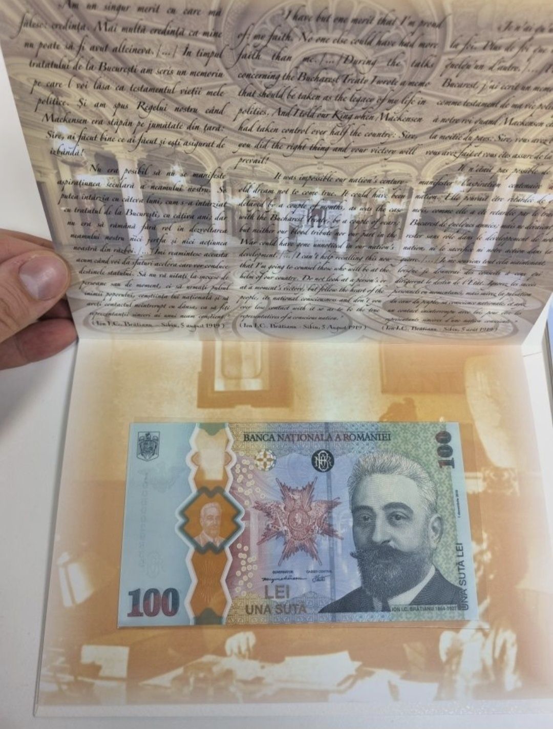 100 lei 2019 Bratianu si 100 lei 2024 Carol I comemorativa colectie