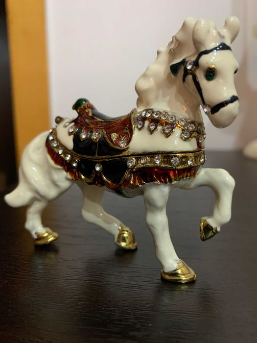 Miniatura cal email vintage 14/8cm cutie bibelou talisman nu Rosenthal