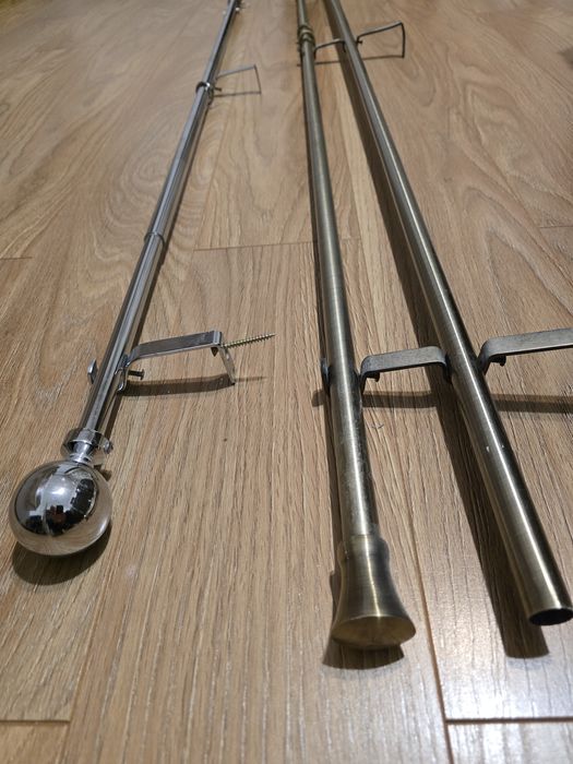 Galerie dublă telescopica metalică auriu antic + una argintie 300 cm