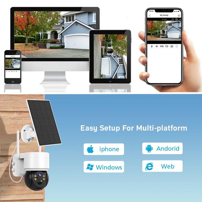 Соларна Wi-Fi Камера 5MP, със самозареждащи се акумулаторни батерии