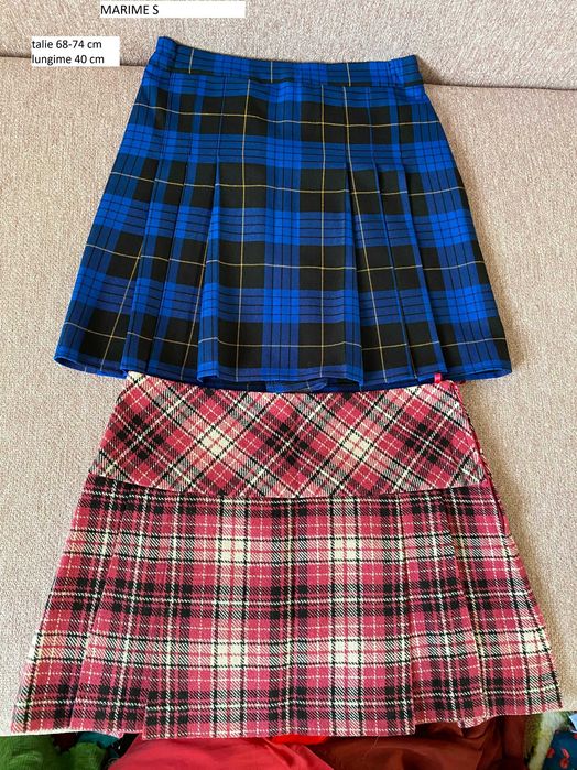 Lot fusta mini sau midi marime S sau M carouri pliuri femei dantela