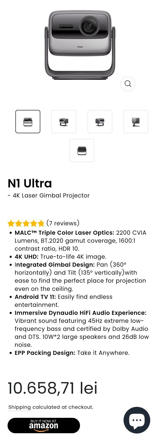 Videoproiector laser JMGO N1 Ultra, 4k, DYNAUDIO, 4000 ANSI, AndroidTV